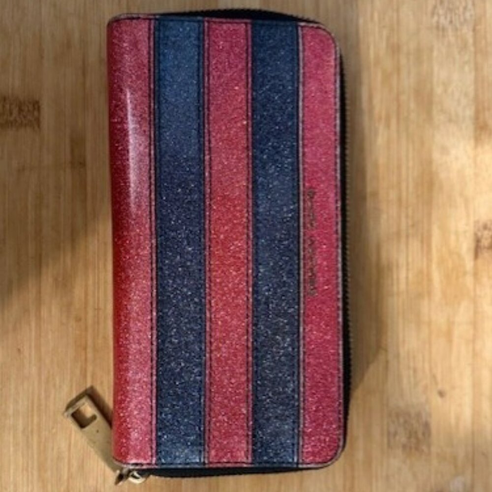 Marc Jacobs – Glitter Striped Zip-Around Wallet / Clutch - Picture 4 of 16